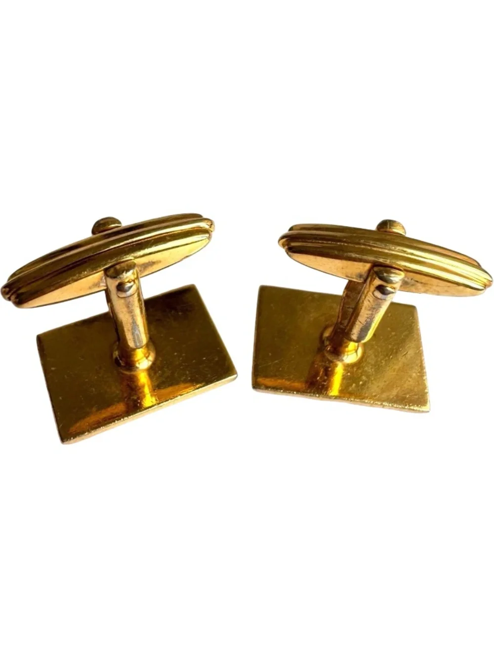 Vintage Alfred Dunhill Cufflinks Gold Tone Rectangular Diagonal Stripe Formal